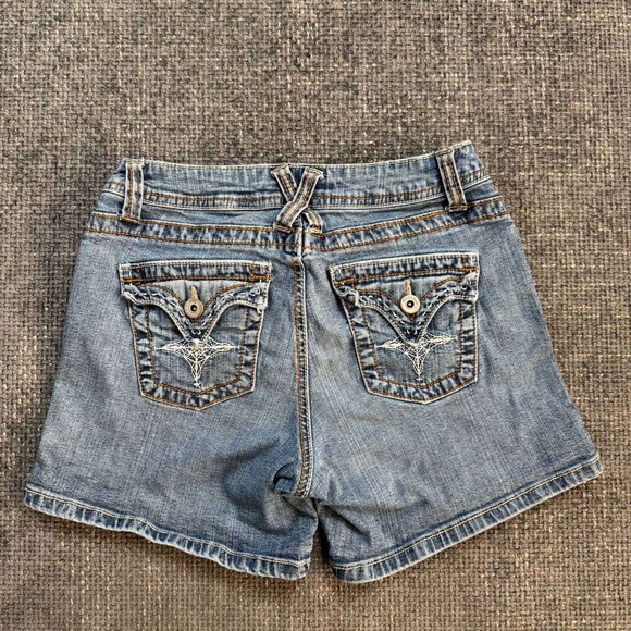 Urban Star Jeans Pants - Urban Star Jeans Denim Shorts Womens 26 Blue Embroidered Y2K Flap Pocket 703643